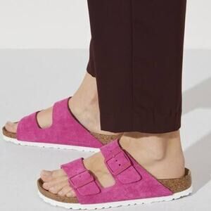 Birkenstock Pink Suede Soft Footbed Arizona Sandals Size 39